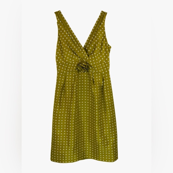 J. Crew Dresses & Skirts - J. Crew 100% Silk Polka Dot V-Neck Sheath Dress Chartreuse Sz 4
